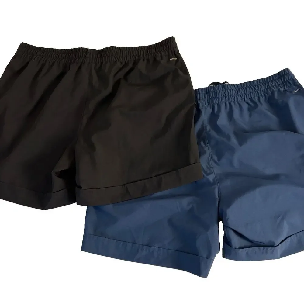 Set of 2 Mondetta Women’s Black & Blue Cuffed Athletic Shorts Elastic Waist XL